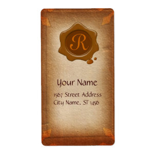 ANTIQUE PARCHMENT, BROWN WAX SEAL MONOGRAM