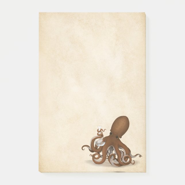 Antique Parchment Chemistry Octopus Steampunk Post-it Notes (Front)