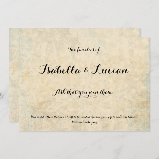 Antique Parchment print Wedding Invitations (Front/Back)