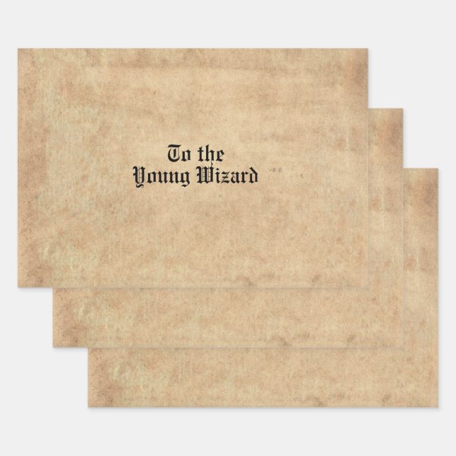 Antique parchment with magic font wrapping paper sheet (Set)