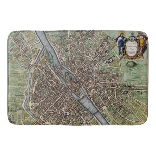 Antique Paris Map 1657 Seine River Vintage France Bath Mat