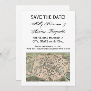 Antique Paris Map, DIY BG V Save the Date Invitation