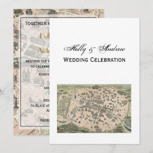 Antique Paris Map, DIY BG V Wedding Invitation