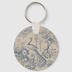 Antique Peacock Toile Key Ring