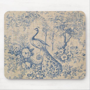 Antique Peacock Toile Mouse Mat