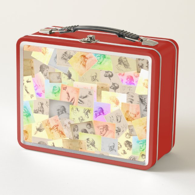 Antique Pencil Studies Colourful Metal Lunch Box (Front)