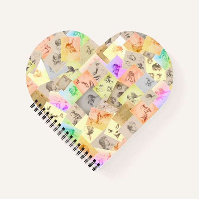 Antique Pencil Studies Heart Shaped Sketch Notebook (Front)