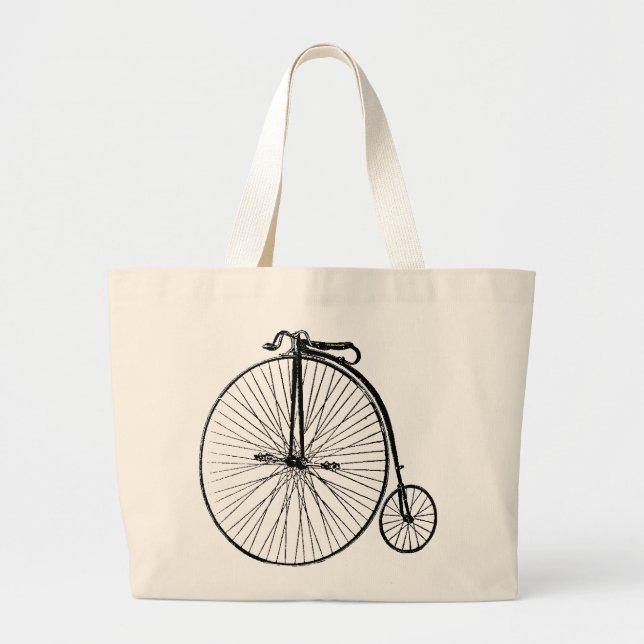 Antique Penny Farthing Bicycle Totebag Large Tote Bag (Front)