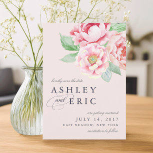 Antique Peony   Blush Floral Wedding Save The Date