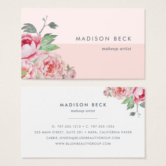 Antique Peony | Blush Pink Colorblock Business Card