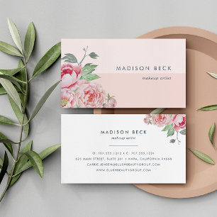 Antique Peony   Blush Pink Colorblock Business Card