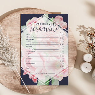 Antique Peony Bridal Shower Word Scramble Game