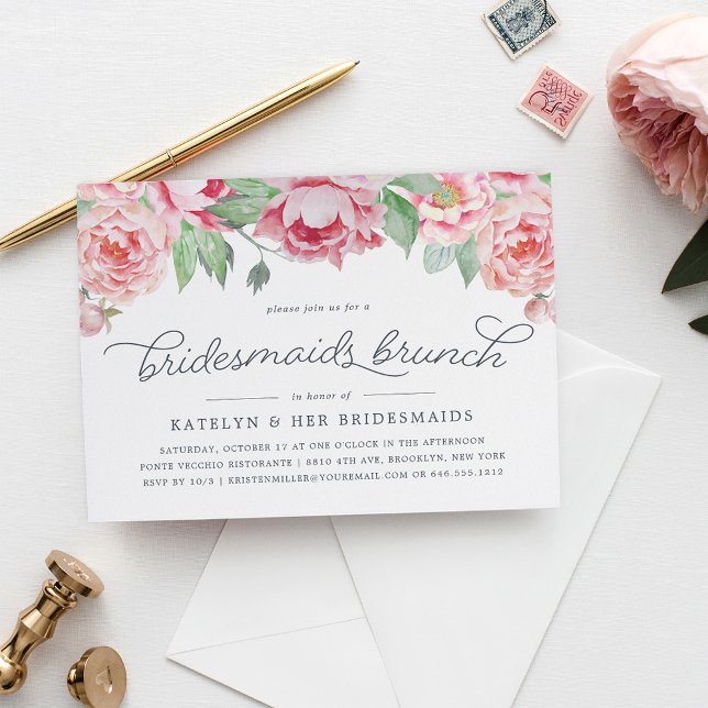 Antique Peony Bridesmaids Brunch Invitation (Creator Uploaded)