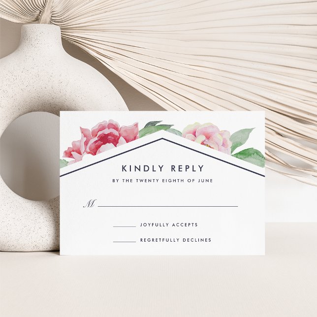 Antique Peony RSVP Card | White (Creator Uploaded)