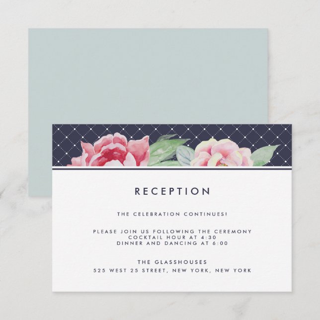 Antique Peony Wedding Reception Card (Front/Back)