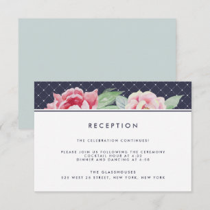 Antique Peony Wedding Reception Card