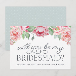 Antique Peony Will You Be My Bridesmaid Card