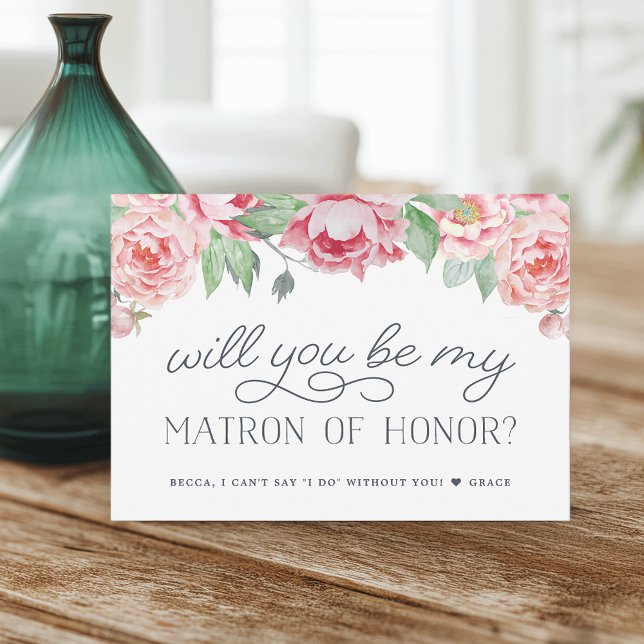 Antique Peony Will You Be My Matron of Honour Card (Creator Uploaded)