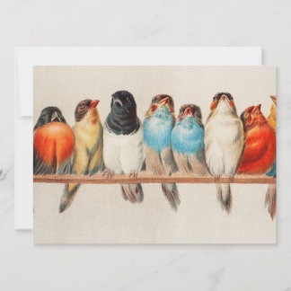 Antique Perch of Birds Hector Giacomelli Invitation