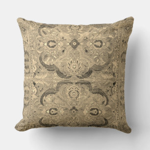 Antique Persian Carpet Brown Beige Cushion