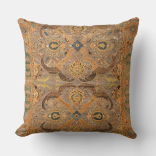 Antique Persian Carpet Brown Orange Cushion