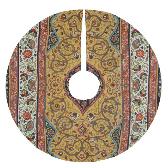 Antique Persian Carpet Elegant Design Brushed Polyester Tree Skirt (Front)