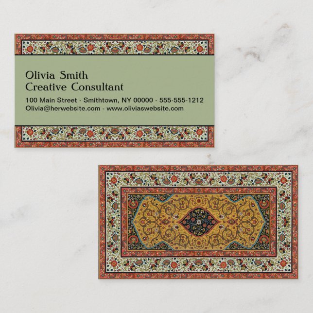 Antique Persian Carpet Elegant Design Business Card (Front/Back)