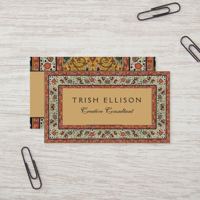 Antique Persian Carpet Elegant Design Business Card (Front/Back In Situ)