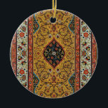 Antique Persian Carpet Elegant Design Ceramic Tree Decoration<br><div class="desc">Immerse yourself in the opulent beauty of the 19th century with this exquisite antique Persian carpet design. Sourced from the renowned "L'Ornement Polychrome" by Albert Racinet (1888), this intricate pattern showcases the masterful artistry of traditional Persian rug making. Rich hues of gold, deep red, black, and ivory intertwine in elaborate...</div>