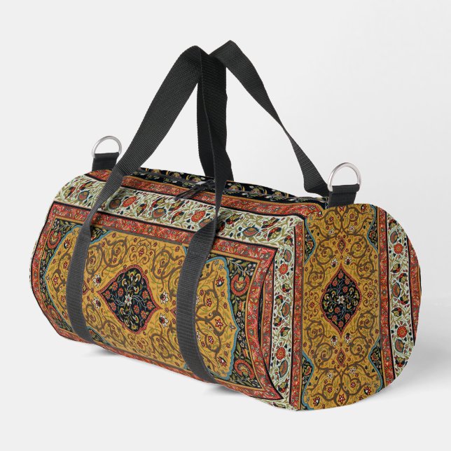 Antique Persian Carpet Elegant Design Duffle Bag (Left Corner)