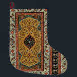 Antique Persian Carpet Elegant Design Large Christmas Stocking<br><div class="desc">Immerse yourself in the opulent beauty of the 19th century with this exquisite antique Persian carpet design. Sourced from the renowned "L'Ornement Polychrome" by Albert Racinet (1888), this intricate pattern showcases the masterful artistry of traditional Persian rug making. Rich hues of gold, deep red, black, and ivory intertwine in elaborate...</div>