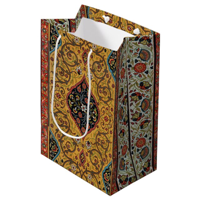 Antique Persian Carpet Elegant Design Medium Gift Bag (Front Angled)