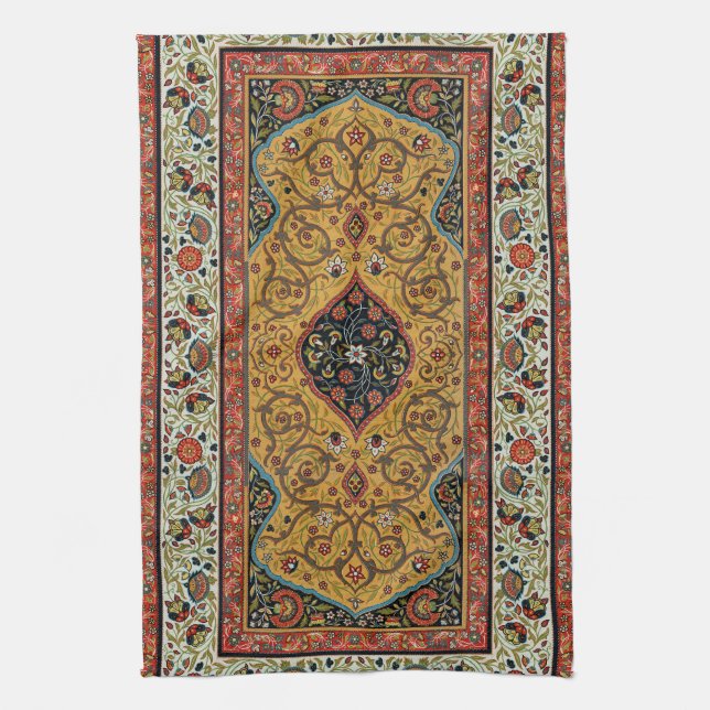 Antique Persian Carpet Elegant Design Tea Towel (Vertical)