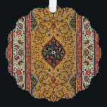 Antique Persian Carpet Elegant Design Tree Decoration Card<br><div class="desc">Immerse yourself in the opulent beauty of the 19th century with this exquisite antique Persian carpet design. Sourced from the renowned "L'Ornement Polychrome" by Albert Racinet (1888), this intricate pattern showcases the masterful artistry of traditional Persian rug making. Rich hues of gold, deep red, black, and ivory intertwine in elaborate...</div>