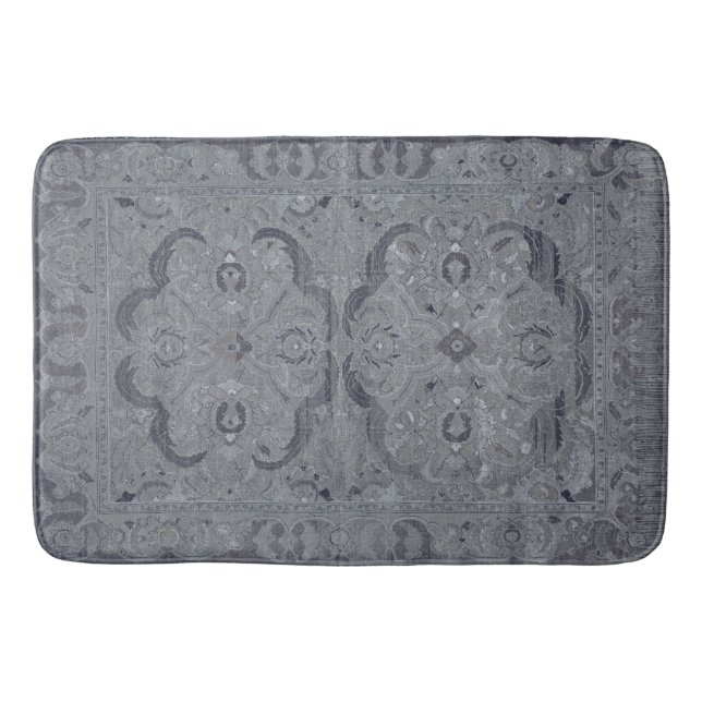 Antique Persian Carpet Grey Bath Mat (Front)
