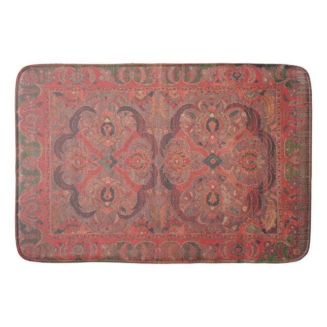 Antique Persian Carpet Orange Bath Mat (Front)