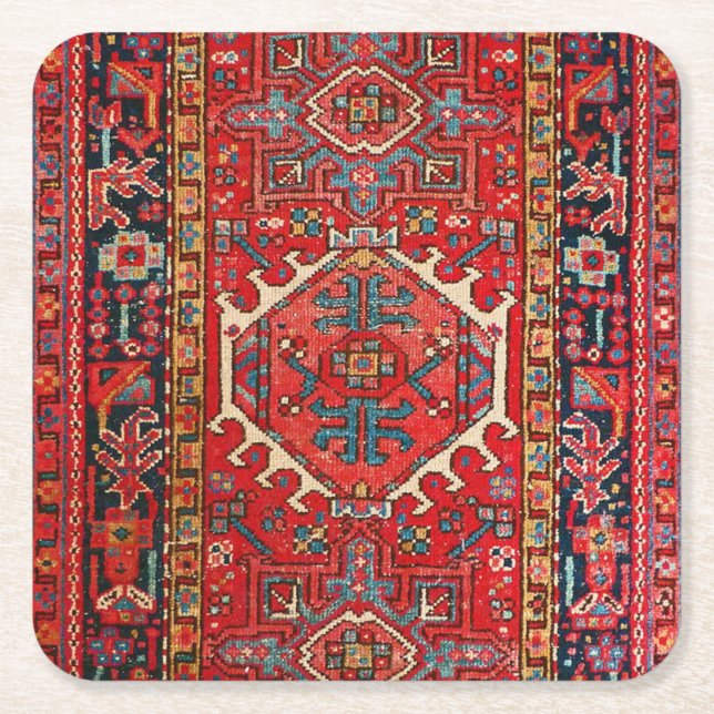 Antique Persian Pattern, Oriental  Square Paper Coaster (Front)