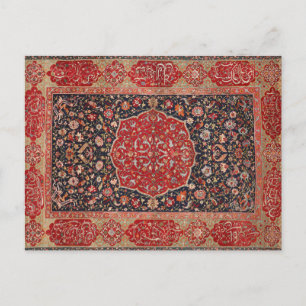 Antique Persian Rug Distressed Vintage Art Pattern Postcard