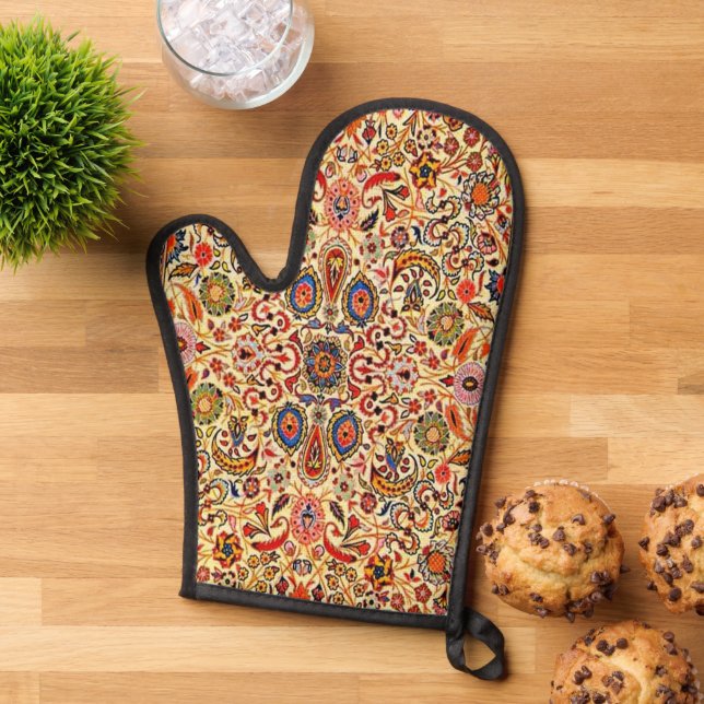 Antique Persian Turkish  Carpet Oven Mitt (Top down)