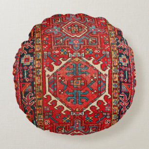 Antique Persian, Turkish Rug  Pattern Round Cushion