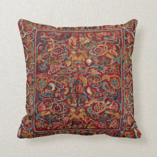 Antique Peruvian Floral Tapestry Print Accent Pill Cushion