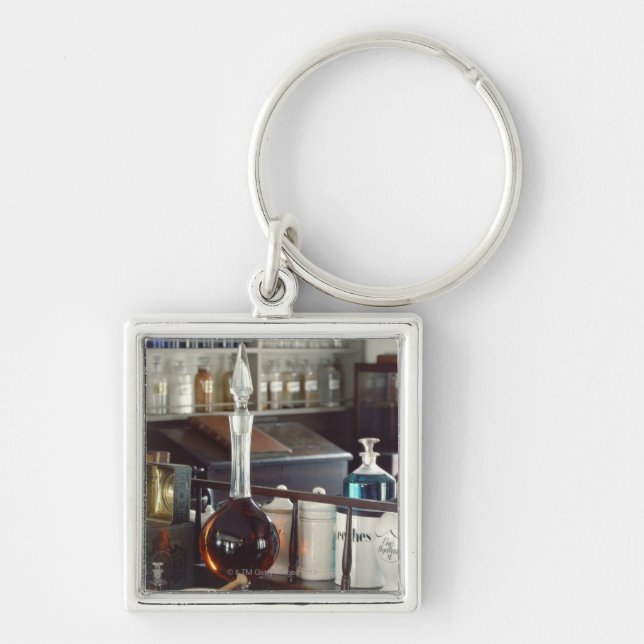 Antique pharmacy bottles key ring (Front)