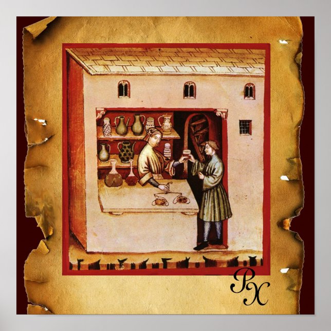 ANTIQUE PHARMACY Medicine, Drug Store,Parchment Poster (Front)