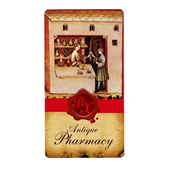 ANTIQUE PHARMACY RED WAX SEAL MONOGRAM (Front)