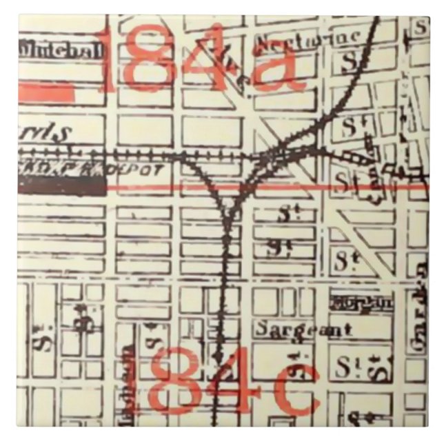 Antique Philadelphia PA City Map Pattern Tile (Front)