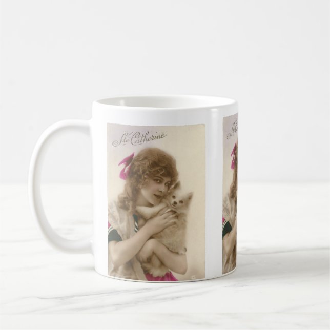 Antique Photo Victorian Woman and Dog Coffee Mug (Left)