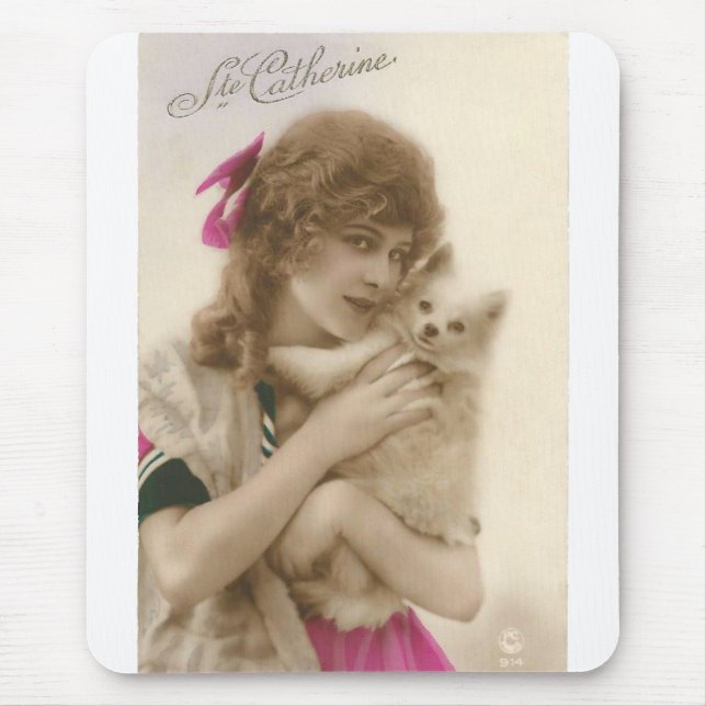 Antique Photo Victorian Woman and Dog Mouse Mat (Front)