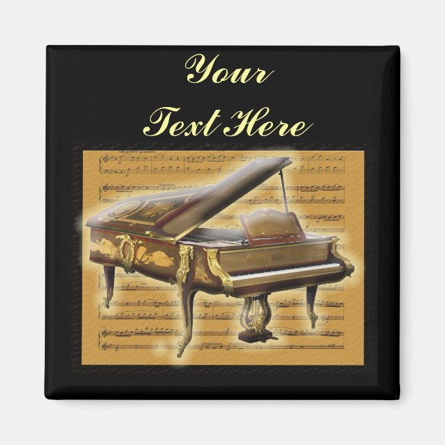 Antique Piano and Music Notation Magnet (Front)