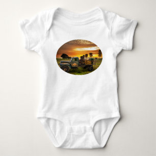 Antique Pickup in the Countryside Baby Bodysuit