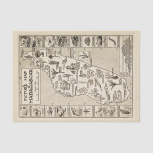 Antique Picture Map of Madagascar Tropical Island Tissue Paper